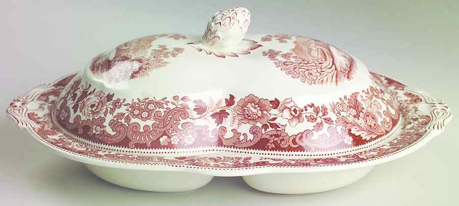 Rhine Brown Oval Covered Divided Vegetable by Spode-1
