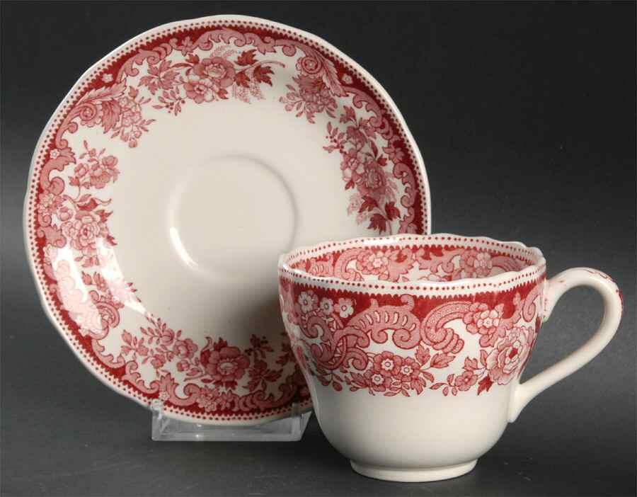 Rhine Pink Flat Cup & Saucer Set by Spode-1
