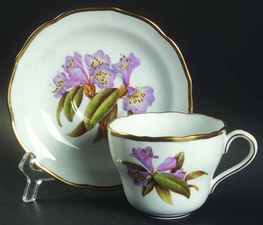Rhododendron Flat Cup & Saucer Set by Spode-1