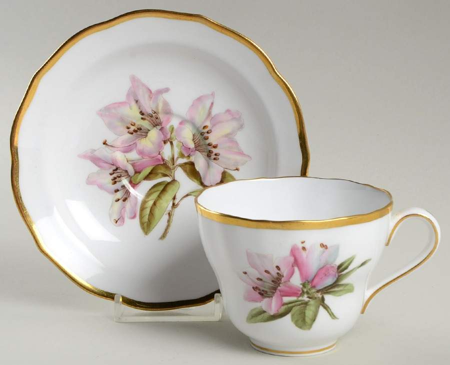 Rhododendron Flat Cup & Saucer Set by Spode-1
