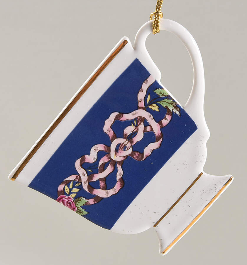 Ribbons & Roses Flat Teacup Ornament by Spode-1