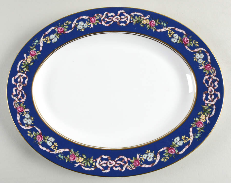 Ribbons & Roses 12" Oval Serving Platter by Spode-1