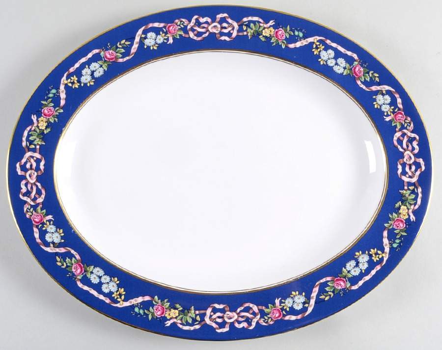 Ribbons & Roses 17" Oval Serving Platter by Spode-1