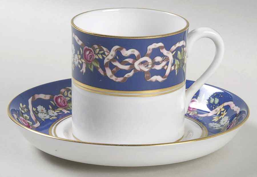 Ribbons & Roses Flat Demitasse Cup & Saucer Set by Spode-1