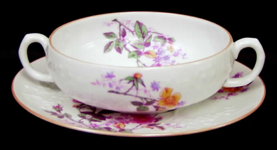 Roberta Orange (Smooth) Flat Cream Soup Bowl & Saucer Set by Spode-1