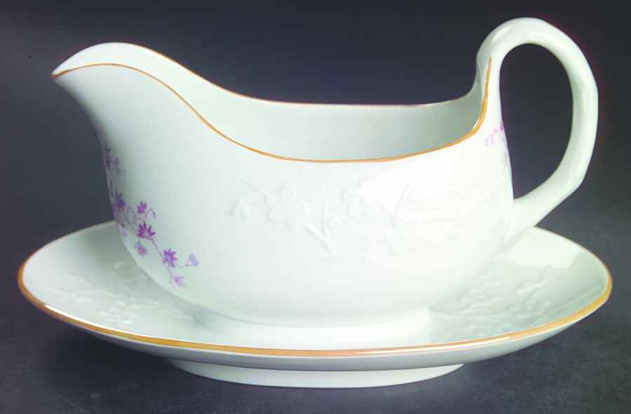Roberta Orange (Smooth) Gravy Boat with Attached Underplate by Spode-1