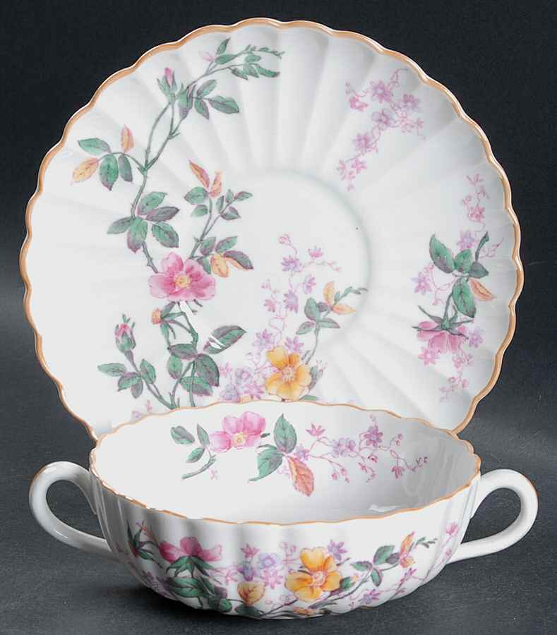 Roberta Orange (Scalloped) Flat Cream Soup Bowl & Saucer Set by Spode-1