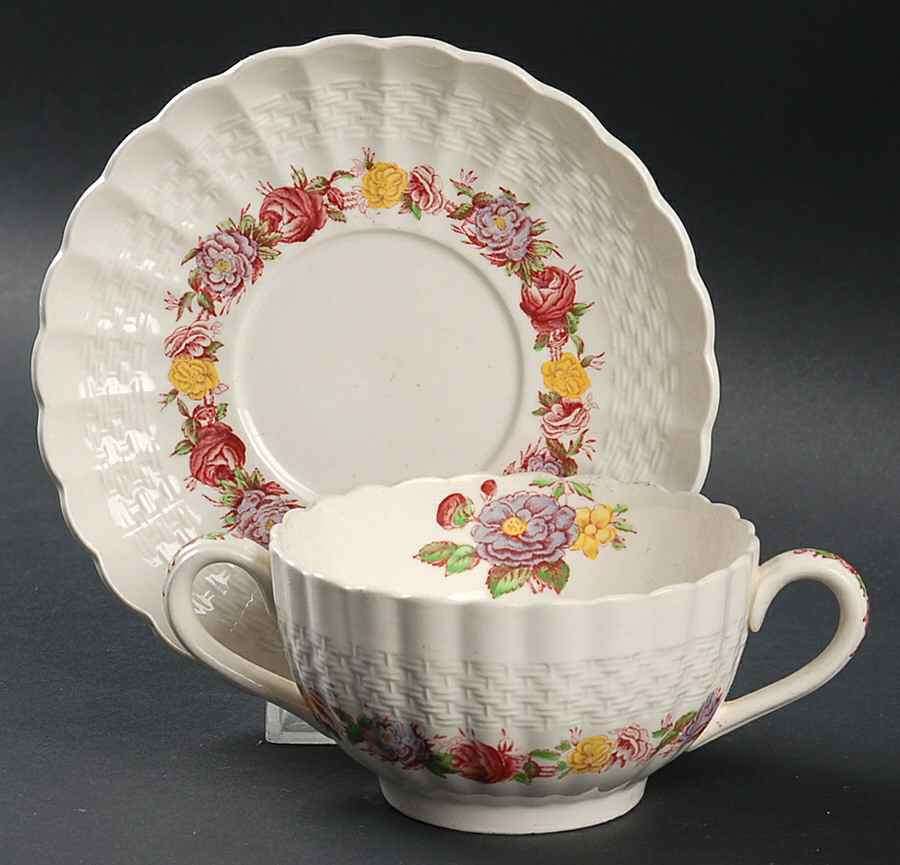 Rose Briar Flat Bouillon Cup & Saucer by Spode-1