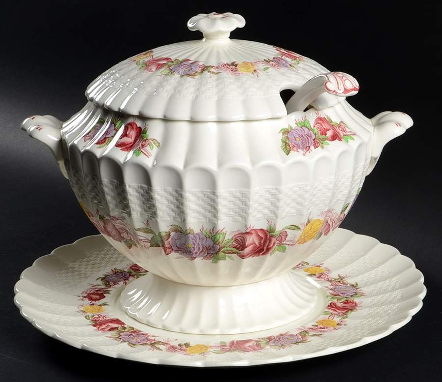 Rose Briar Tureen & Lid w/Ladle & Underplate by Spode-1