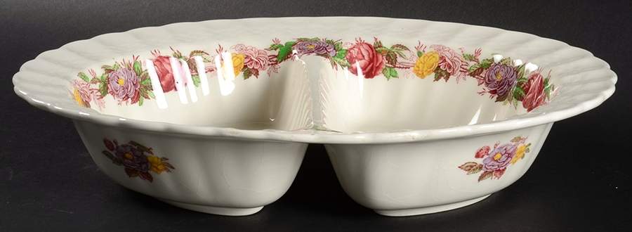 Rose Briar 11" Oval Divided Vegetable Bowl by Spode-1
