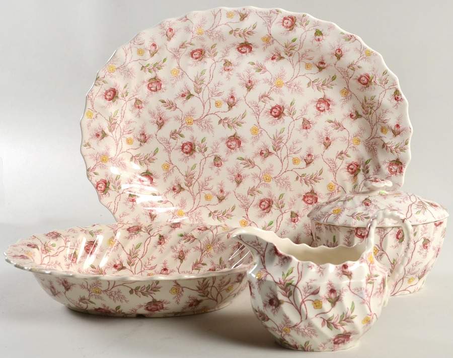 Rosebud Chintz (2-8401, Pink Vine) 5 Piece Hostess Set by Spode-1