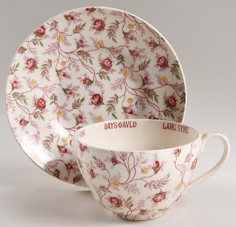 Rosebud Chintz (2-8401, Pink Vine) Joke Cup & Saucer Set by Spode-1