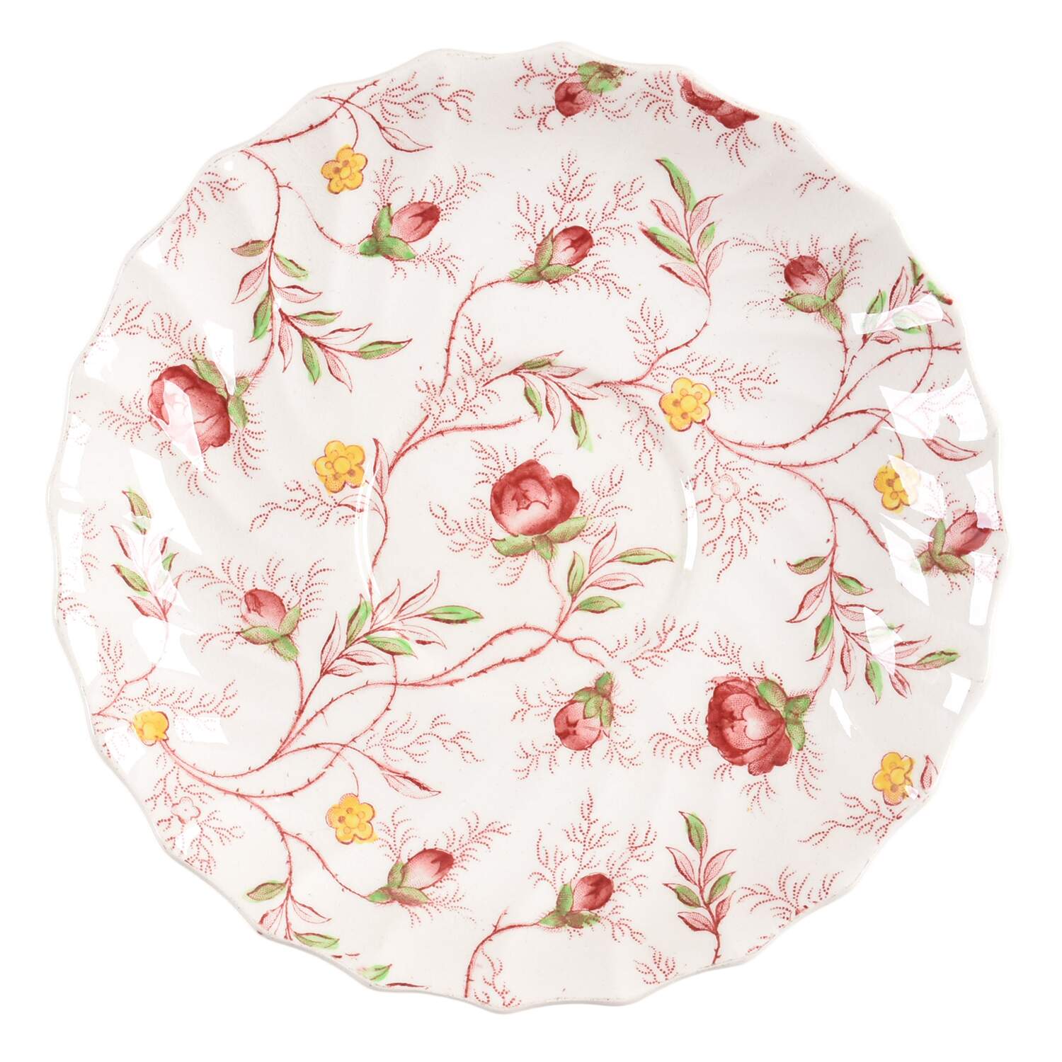 Rosebud Chintz (2-8401, Pink Vine) Saucer for Footed Cup by Spode-1