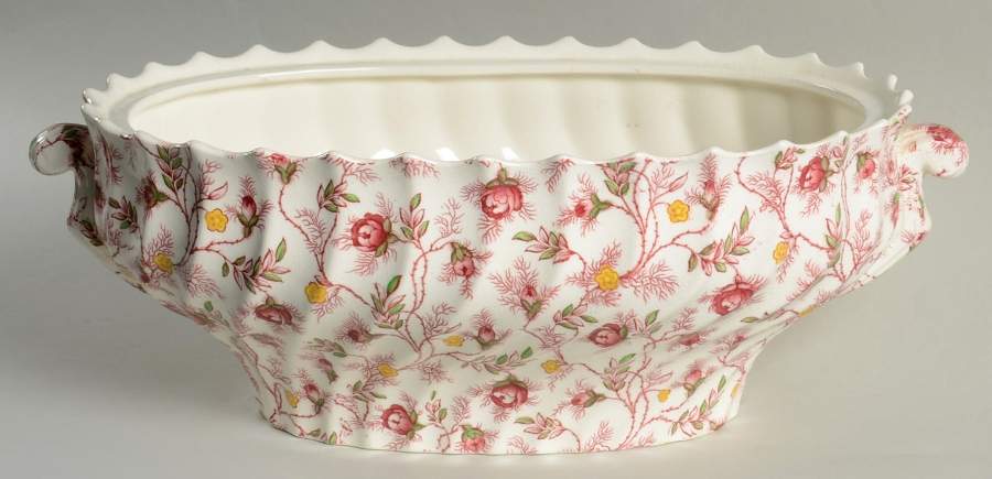 Rosebud Chintz (2-8401, Pink Vine) Oval Tureen No Lid by Spode-1