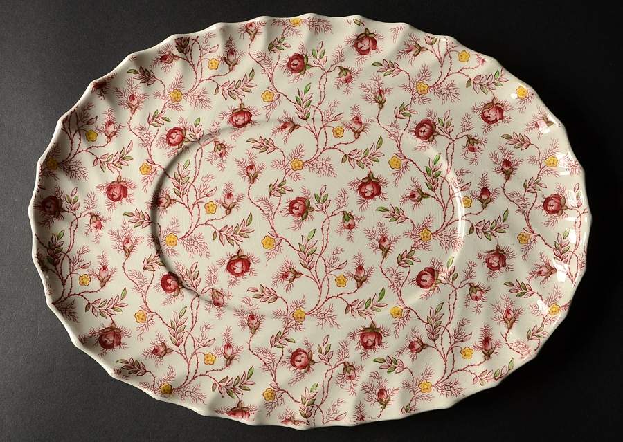 Rosebud Chintz (2-8401, Pink Vine) Underplate for Oval Tureen by Spode-1