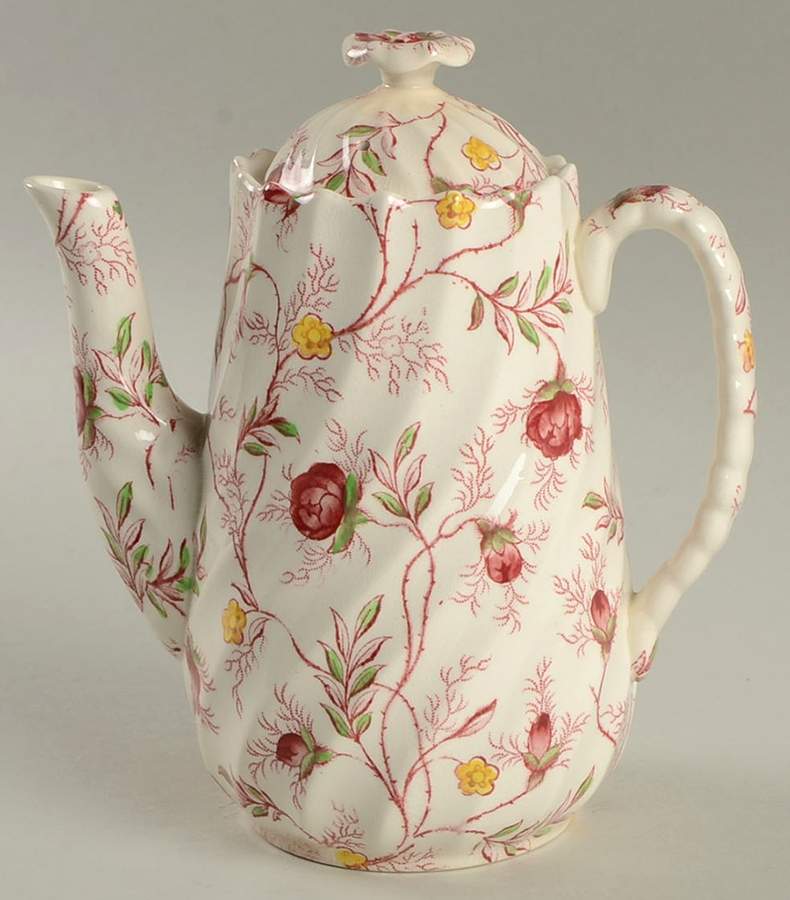 Rosebud Chintz (2-8401, Pink Vine) Mini Coffee Pot & Lid by Spode-1