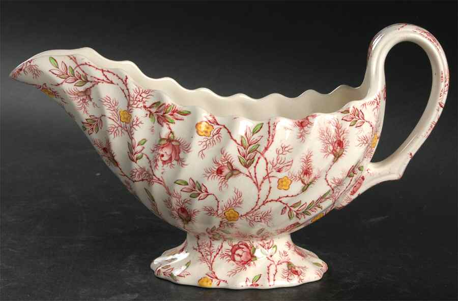 Rosebud Chintz (2-8401, Pink Vine) Gravy Boat by Spode-1