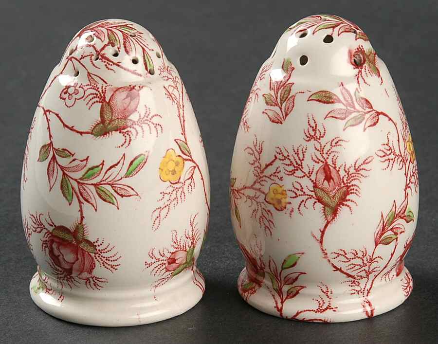Rosebud Chintz (2-8401, Pink Vine) Salt & Pepper Set by Spode-1