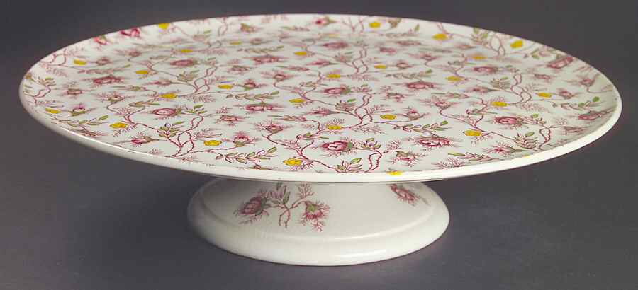 Rosebud Chintz (2-8401, Pink Vine) 12" Diameter Pedestal Cake Stand by Spode-1