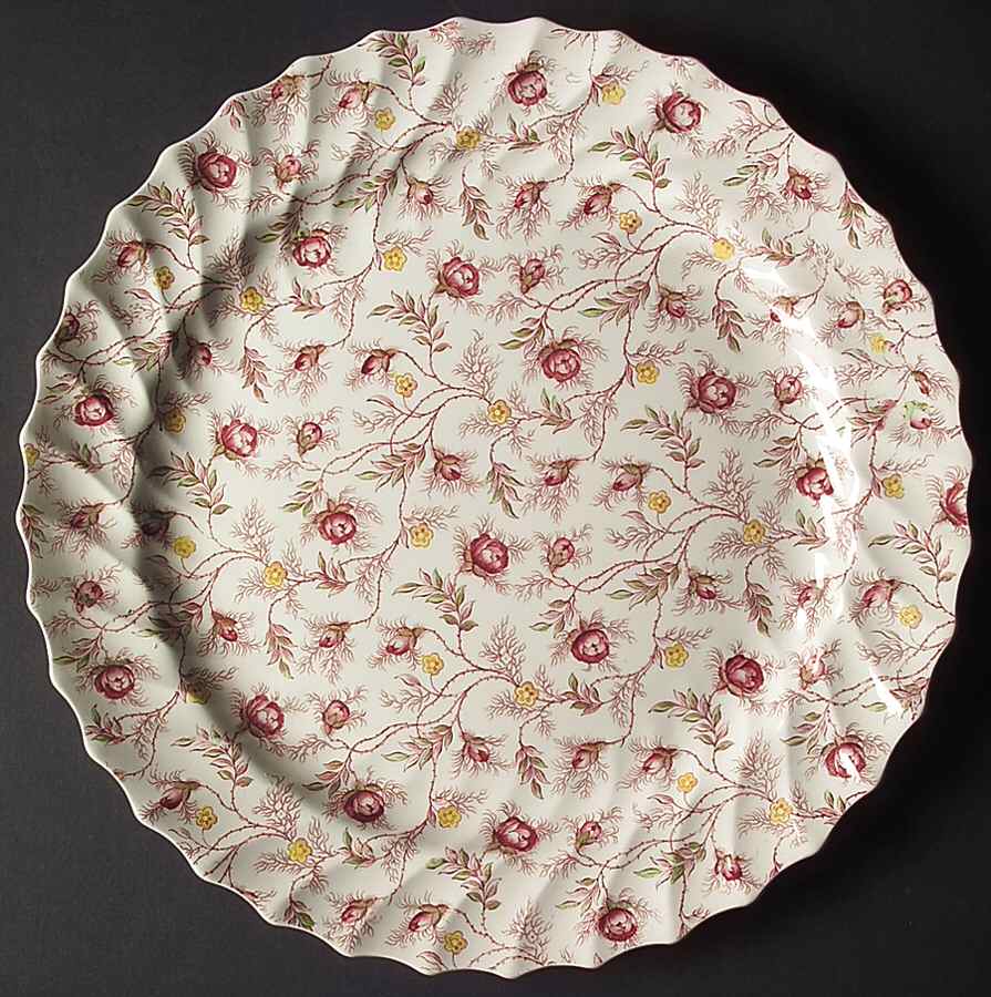 Rosebud Chintz (2-8401, Pink Vine) 13" Chop Plate (Round Platter) by Spode-1