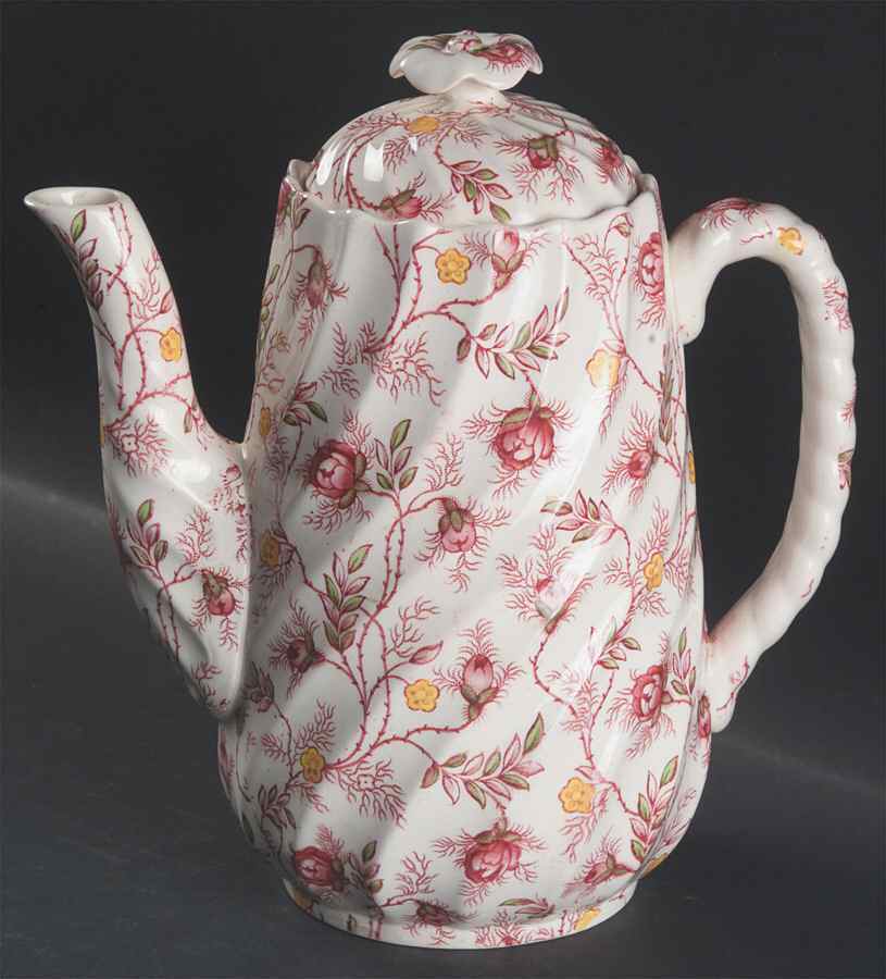 Rosebud Chintz (2-8401, Pink Vine) Coffee Pot & Lid by Spode-1