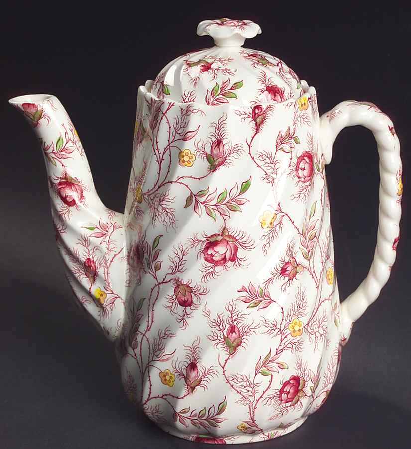 Rosebud Chintz (2-8401, Pink Vine) Small Coffee Pot & Lid by Spode-1