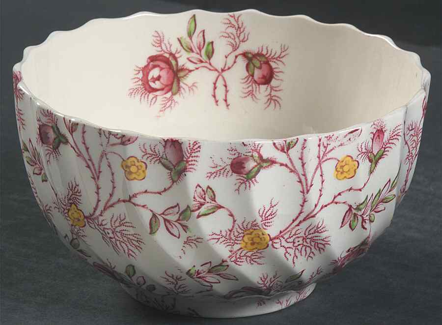 Rosebud Chintz (2-8401, Pink Vine) Cranberry Bowl by Spode-1