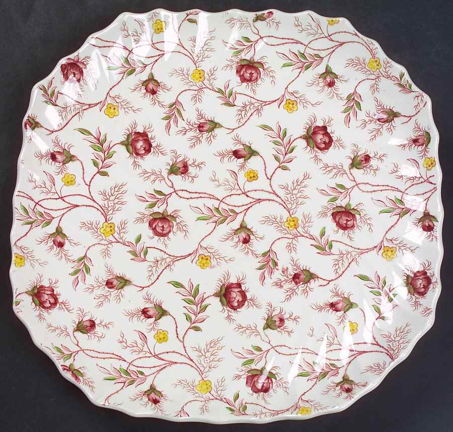 Rosebud Chintz (2-8401, Pink Vine) Square Luncheon Plate by Spode-1