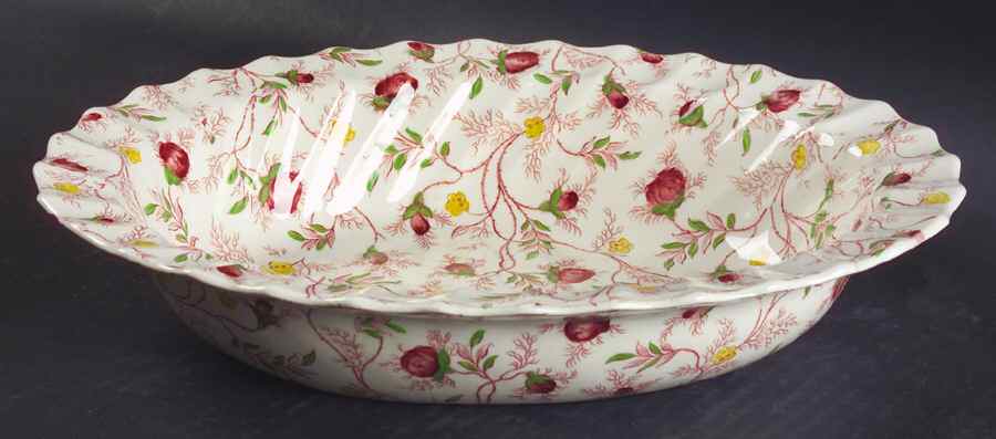 Rosebud Chintz (2-8401, Pink Vine) 10" Oval Vegetable Bowl by Spode-1