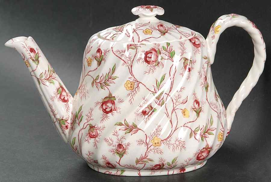 Rosebud Chintz (2-8401, Pink Vine) Small Teapot & Lid by Spode-1