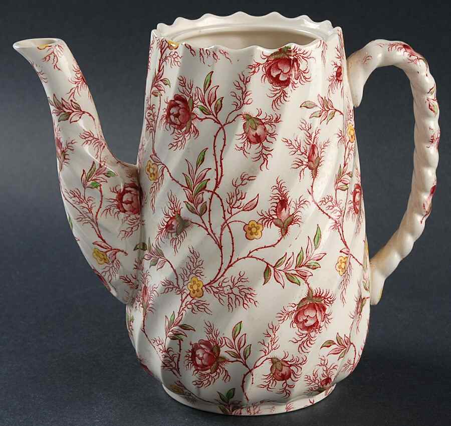 Rosebud Chintz (2-8401, Pink Vine) Small Coffee Pot No Lid by Spode-1
