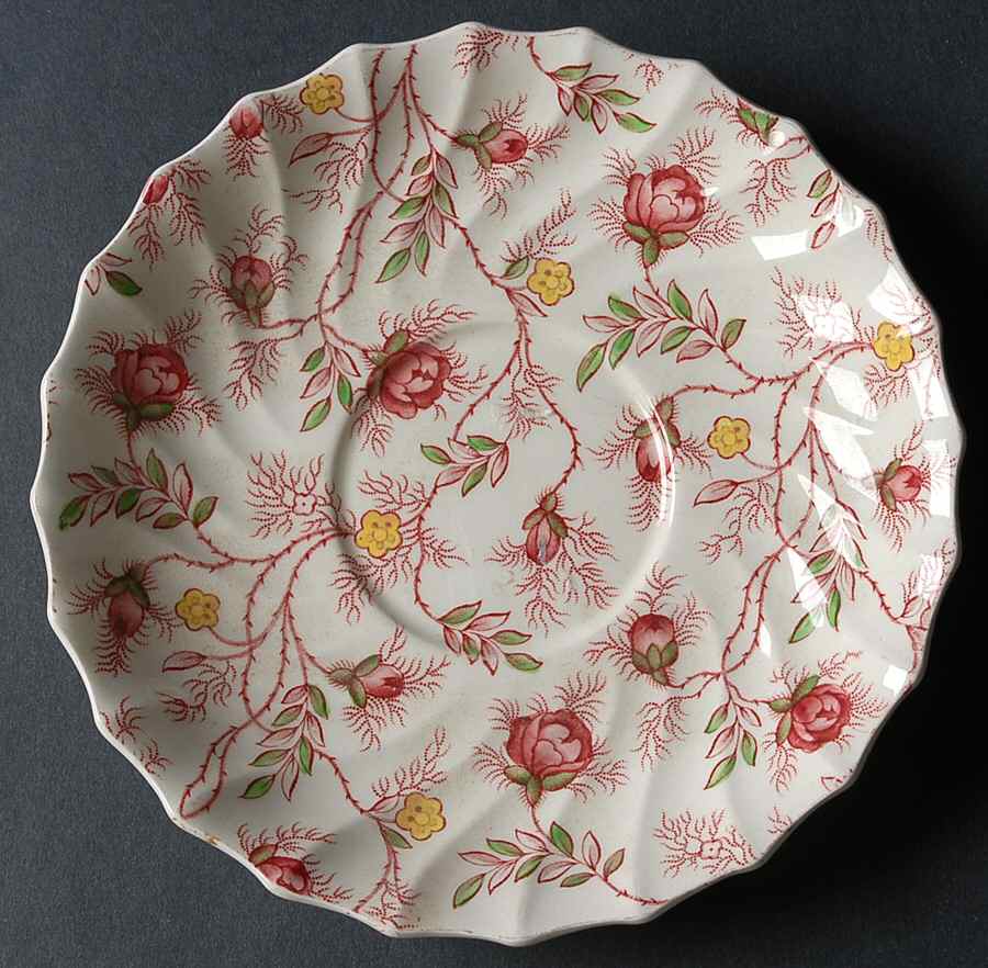 Rosebud Chintz (2-8401, Pink Vine) Saucer for Oversized Cup by Spode-1