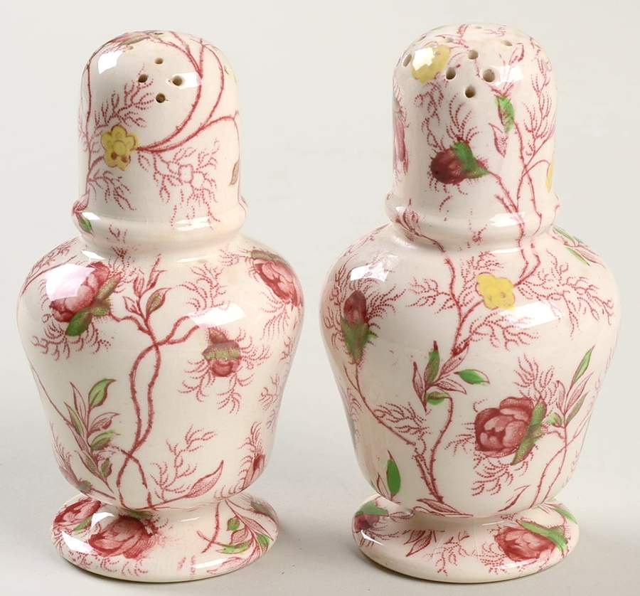 Rosebud Chintz (2-8401, Pink Vine) Salt & Pepper Set by Spode-1