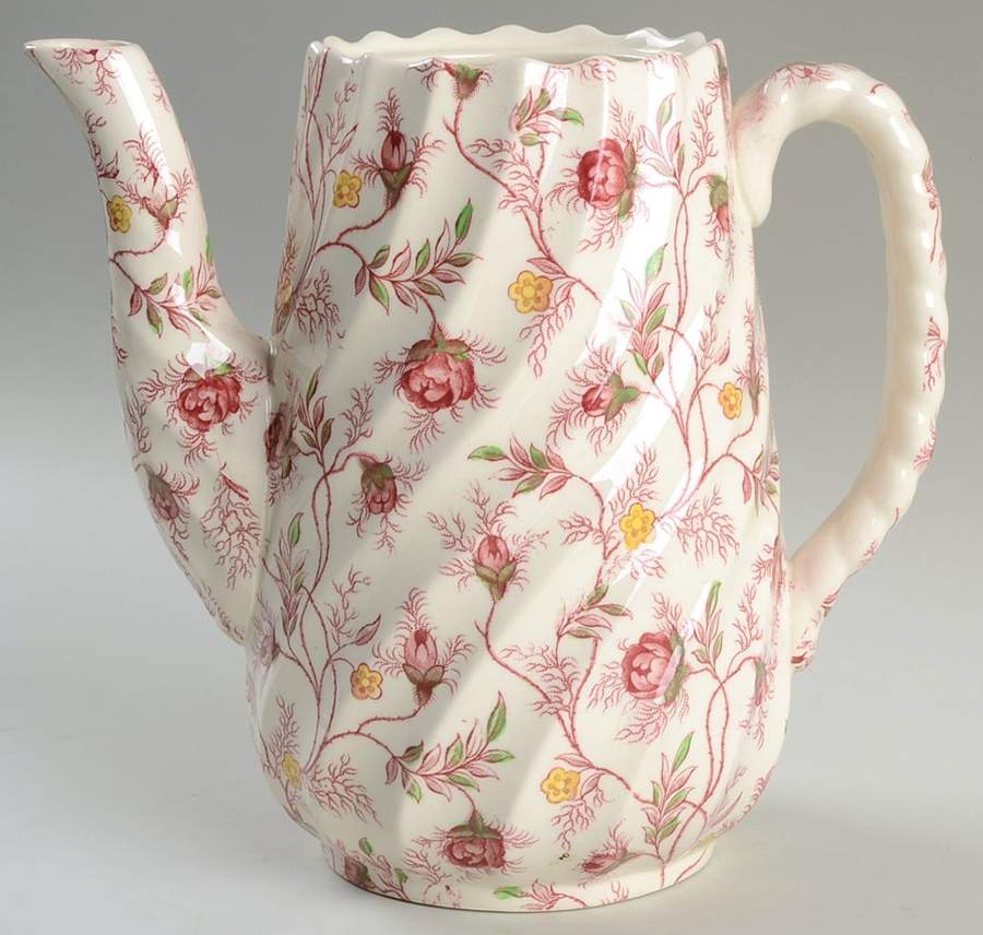 Rosebud Chintz (2-8401, Pink Vine) Coffee Pot No Lid by Spode-1