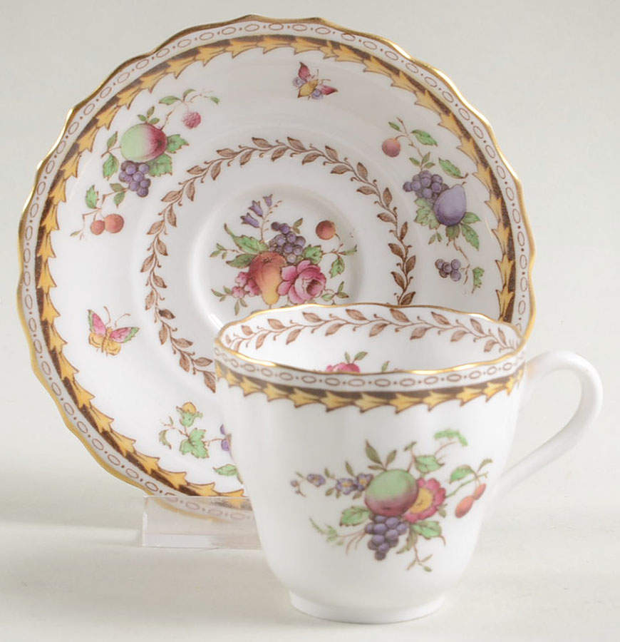 Rockingham (White Or Cream Body, Gold) Footed Demitasse Cup & Saucer Set by Spode-1