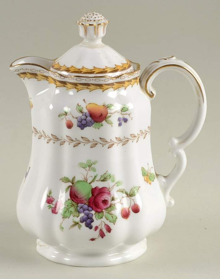 Rockingham (White Or Cream Body, Gold) Hot Water Jug & Lid by Spode-1