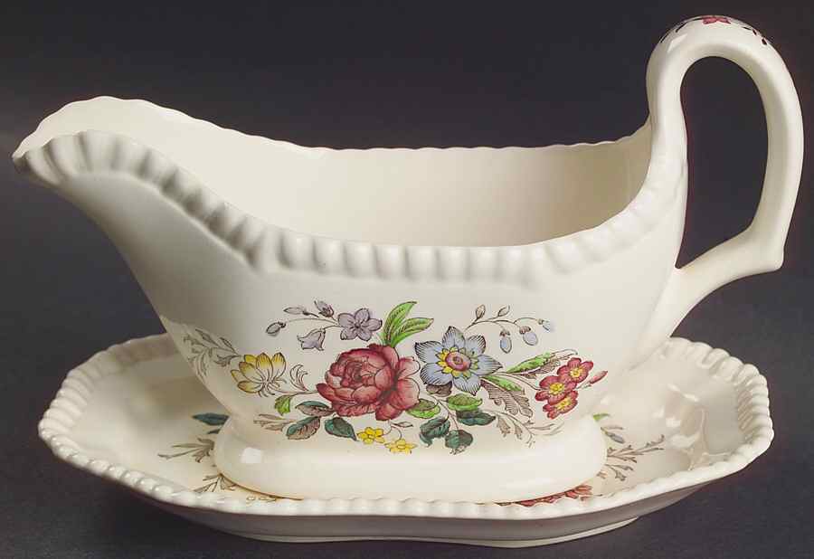 Romney (Gadroon Shape) Gravy Boat & Underplate by Spode-1