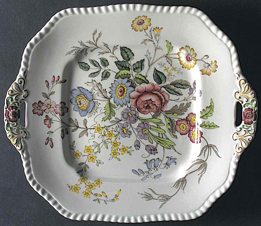 Romney (Gadroon Shape) Square Handled Cake Plate by Spode-1