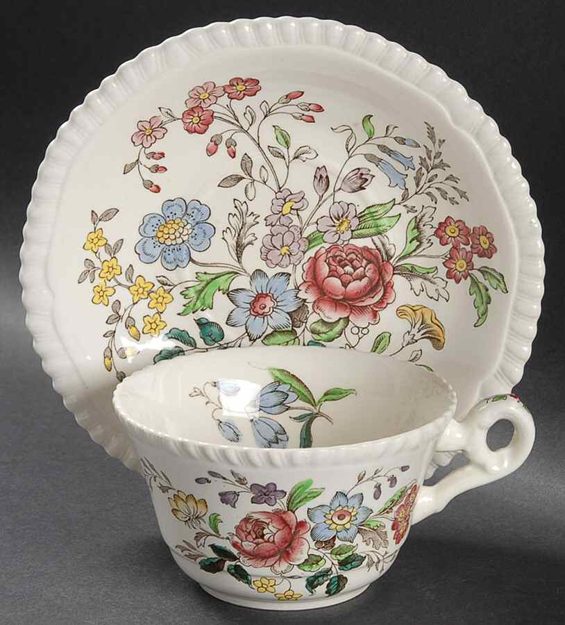Romney (Gadroon Shape) Flat Cup & Saucer Set by Spode-1