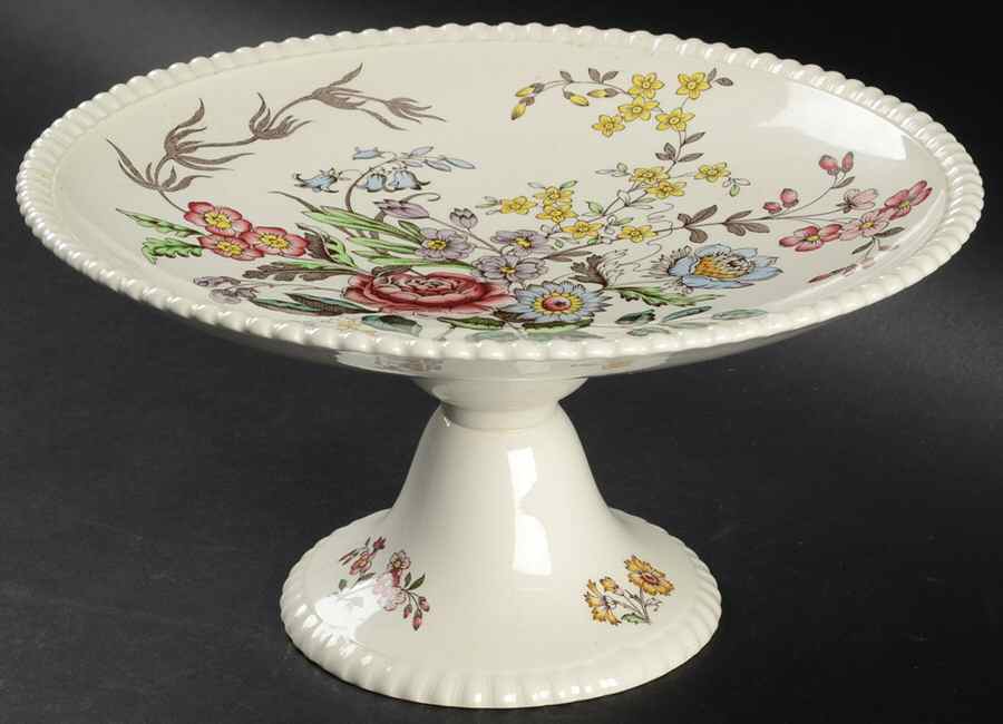 Romney (Gadroon Shape) 9" Diameter Pedestal Cake Stand by Spode-1