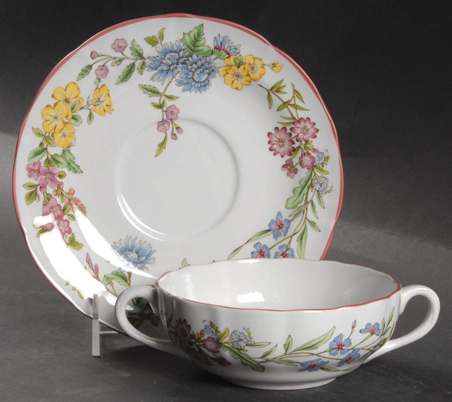 Romany Flat Cream Soup Bowl & Saucer Set by Spode-1