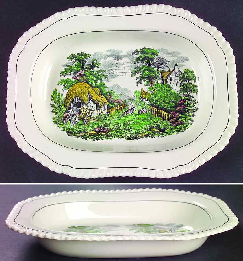 Rural Scenes 9" Oval Vegetable Bowl by Spode-1