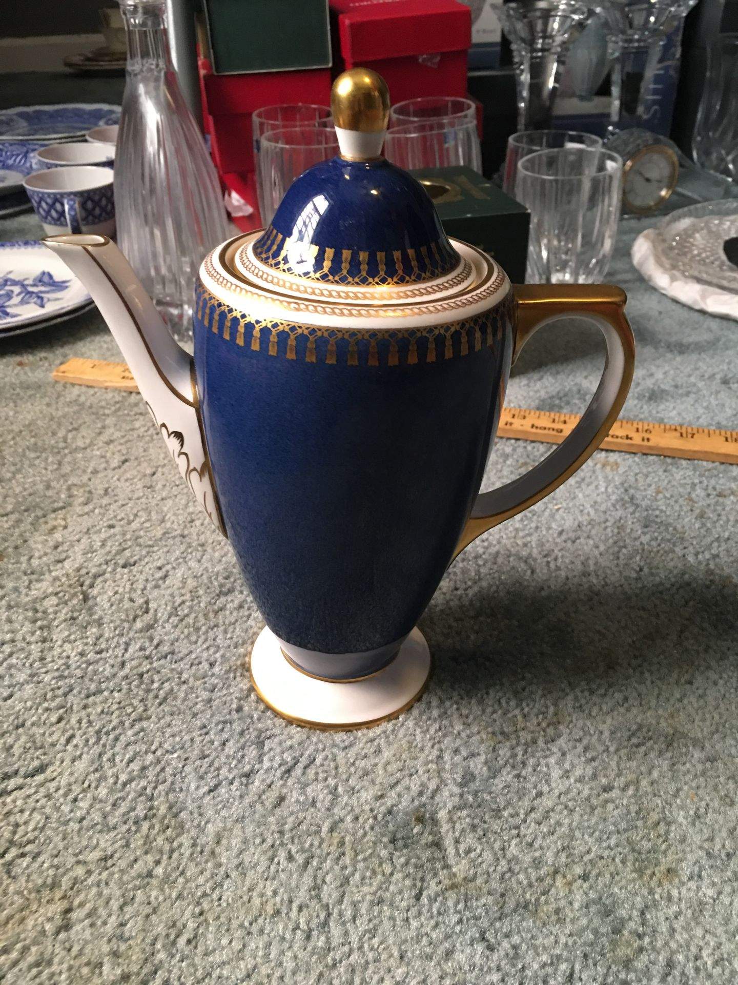 Ryde Blue Coffee Pot & Lid by Spode-1