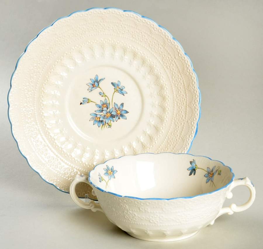 S427 Footed Cream Soup Bowl & Saucer Set by Spode-1