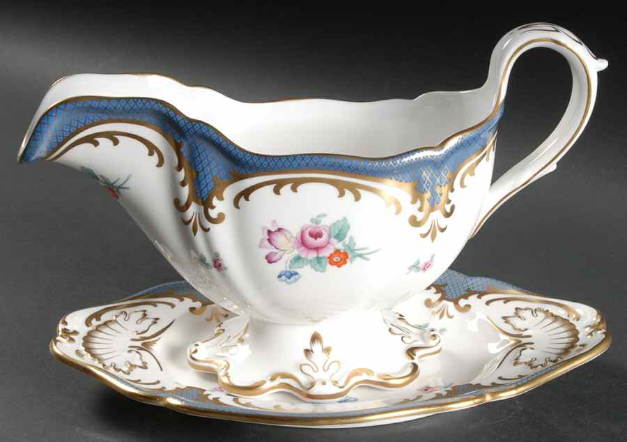 Savoy Blue Gravy Boat & Underplate by Spode-1