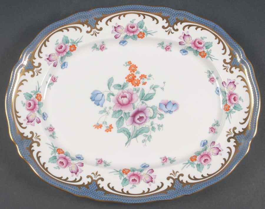 Savoy Blue 12" Oval Serving Platter by Spode-1