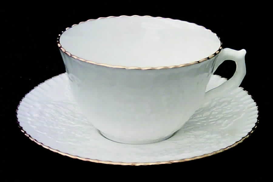 Savoy White (Gold Trim) Flat Cup & Saucer Set by Spode-1