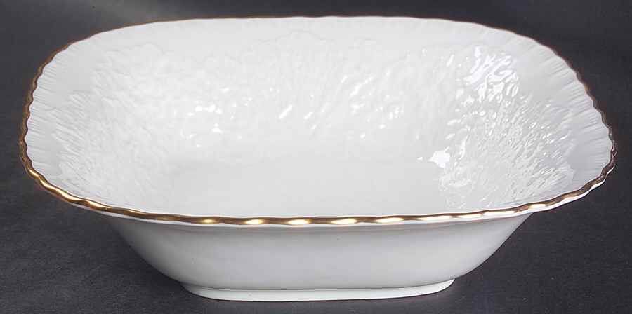 Savoy White (Gold Trim) 9" Square Vegetable Bowl by Spode-1