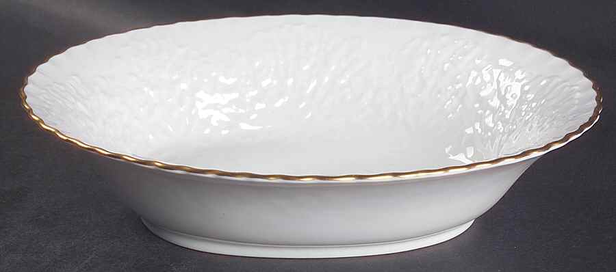 Savoy White (Gold Trim) 10" Oval Vegetable Bowl by Spode-1