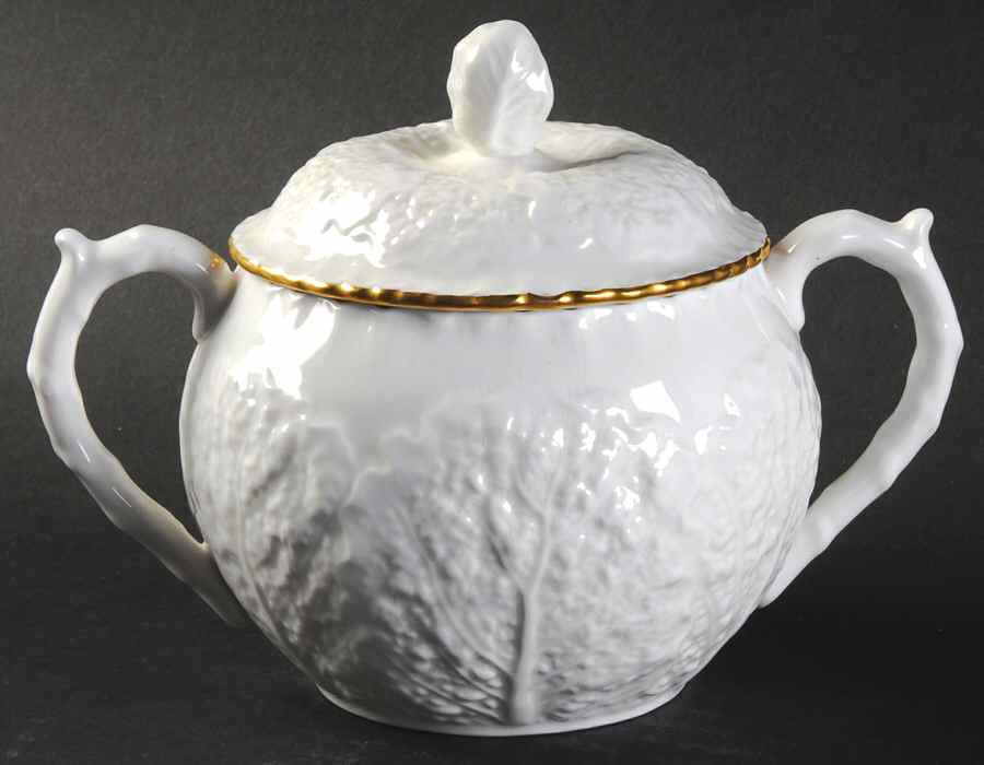 Savoy White (Gold Trim) Sugar Bowl & Lid by Spode-1